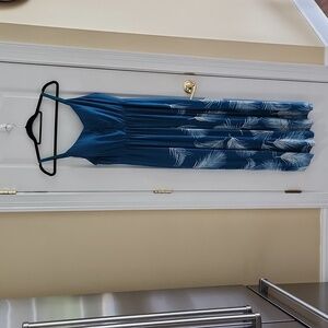 Soma Bra Dress Teal Blue Tropical Palm Maxi XL